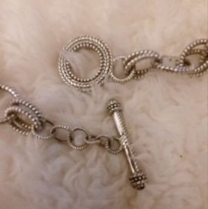 Judith Ripka Sterling Silver Double Link Oval & Round Cable Necklace.